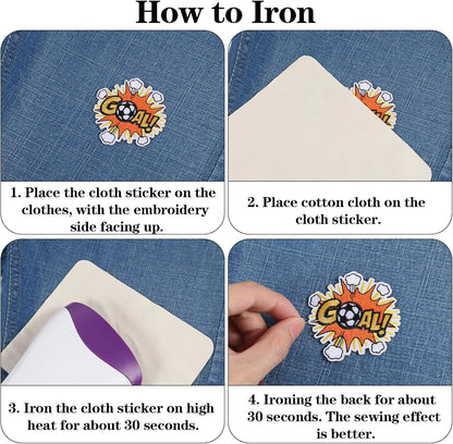 2Pcs Embroidered Soccer Ball Patches Iron on Flaming Soccer Patch for Clothes Decorative Sports Ball Applique for Backpacks Hats Holes Jackets Pants Jeans Boys
