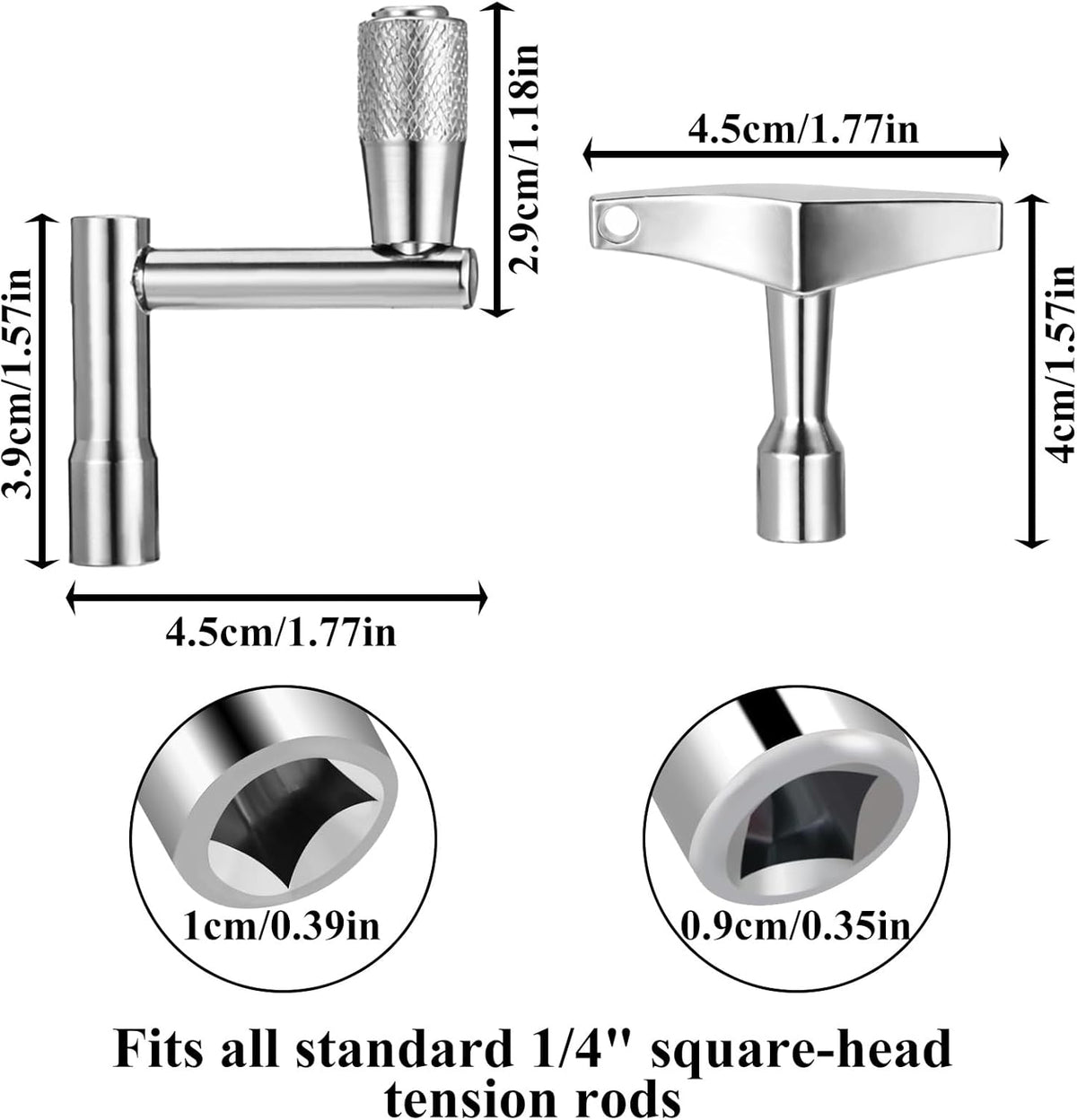Drum Key 3 Pack Drum Keys for Tuning Drums, Universal Drums Tuning Keys with Continuous Standard Motion Speed Key, Standard 1/4" Socket, Multi Tool Chrome Plated Steel Tuners with Keyhole