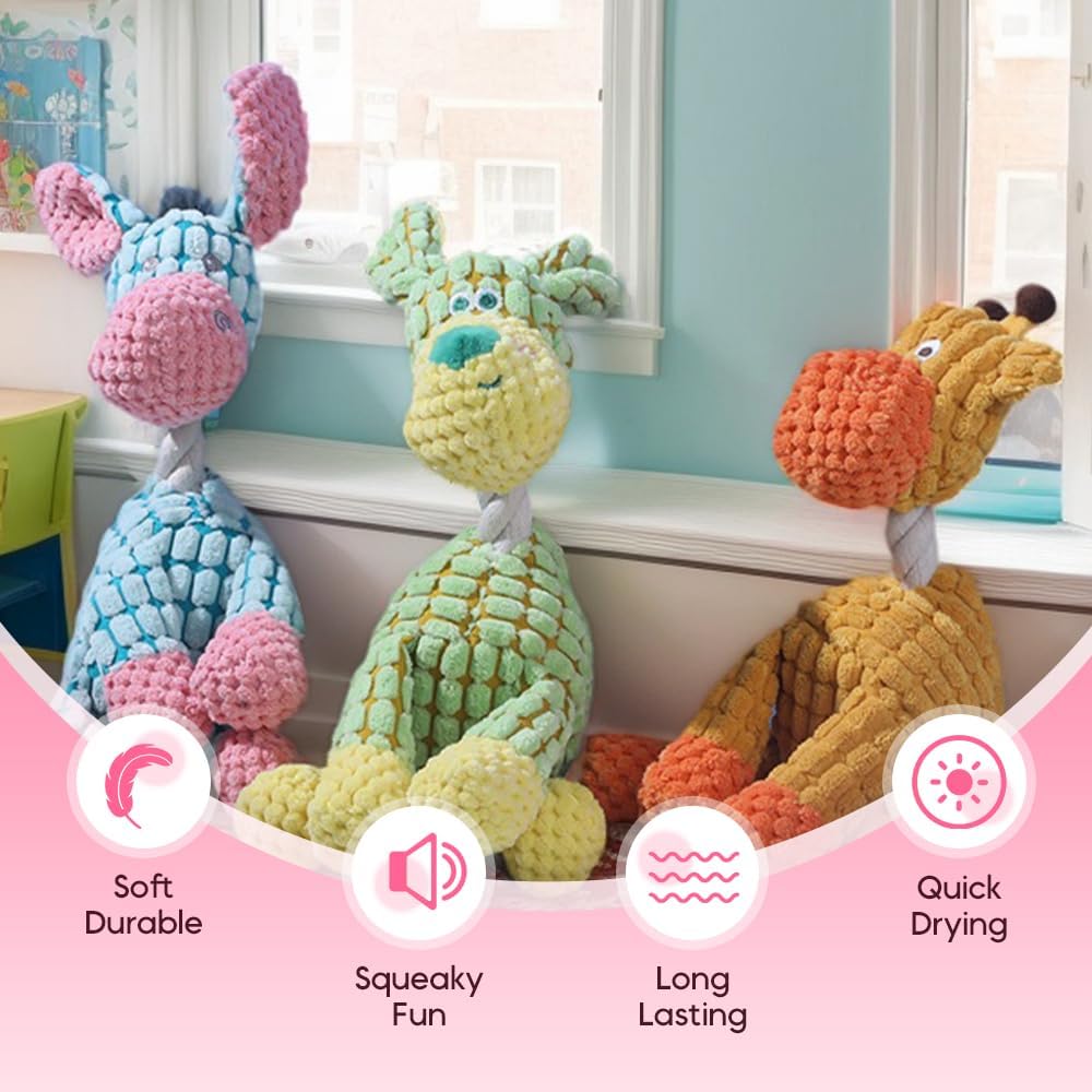 Linen Dog Toys, Durable Toy with Squeaker for Small Medium Large Dogs, Chew Resistant Animal Shaped Plush Toys Warm-Hearted Companion Anxiety Relief (Monkey) Monkey