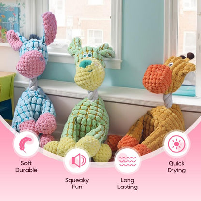 Linen Dog Toys, Durable Toy with Squeaker for Small Medium Large Dogs, Chew Resistant Animal Shaped Plush Toys Warm-Hearted Companion Anxiety Relief (Monkey) Monkey