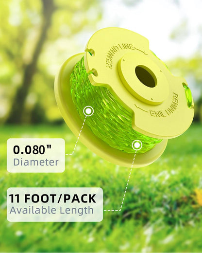 4 Pack Weed Wacker String Replacement Compatible with Ryobi One Plus+, 0.080‘’ String Trimmer Refill AC80RL3, Twisted Weed Eater String Compatible with Ryobi 18V, 24V, 40V Cordless Trimmers