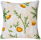 Embroidered Throw Pillow Covers, Soft Pillow Cases Couch Pillow Covers with Zipper, Decorative Cushi Covers for Sofa Living Room Couch Bed,18x18 inch (Daisy)