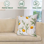 Embroidered Throw Pillow Covers, Soft Pillow Cases Couch Pillow Covers with Zipper, Decorative Cushi Covers for Sofa Living Room Couch Bed,18x18 inch (Daisy)
