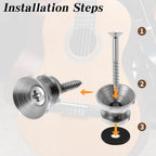 Xindojuz 18 PCS Guitar Strap Button, Metal Guitar Strap Peg Buttons Locks End Pins with Mounting Screws, Anti Slipping Music Parts for Acoustic Classical Electric Guitars Bass Ukulele (Silver)
