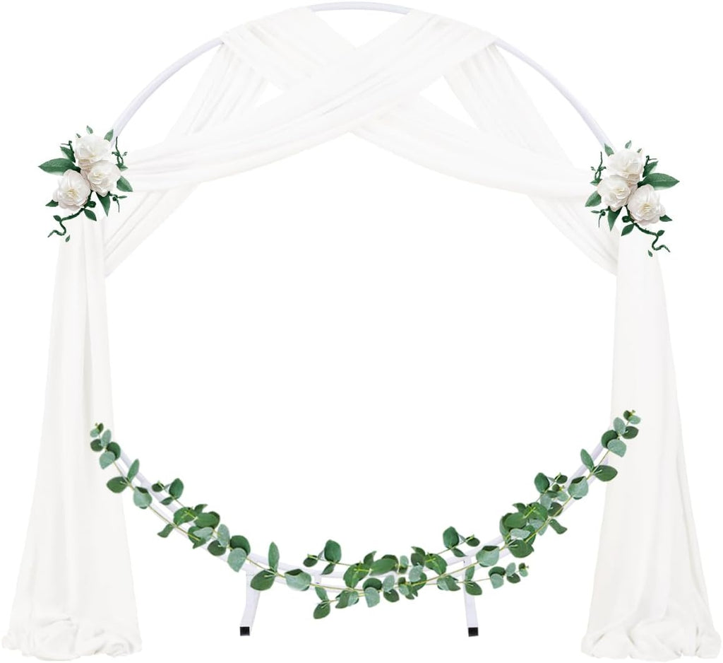 Wedding Arch Draping Fabric 1 Panel 29" x 19Ft Ivory Sheer Chiffon Curtain Drapes 6 Yards for Wedding Ceremony Birthday Party Decoration