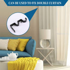 Heavy Duty Double Curtain Rod Brackets, 1" & 5/8" Inch Rod Holders (Set of 2, Black)