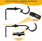 Heavy Duty Adjustable Curtain Rod Brackets and Holders - For 1 1/8 Inch & 1 1/4 Inch Rod, 2 PCS Black