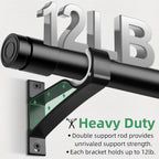Curtain Rod Bracket, 4 Pack Heavy Duty Rods Holders Black Curtain Rod Hooks Brackets for Wall Single Drapery Rods Hangers Support Fit for 1 Inch Drape Pole