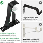 Curtain Rod Bracket, 4 Pack Heavy Duty Rods Holders Black Curtain Rod Hooks Brackets for Wall Single Drapery Rods Hangers Support Fit for 1 Inch Drape Pole