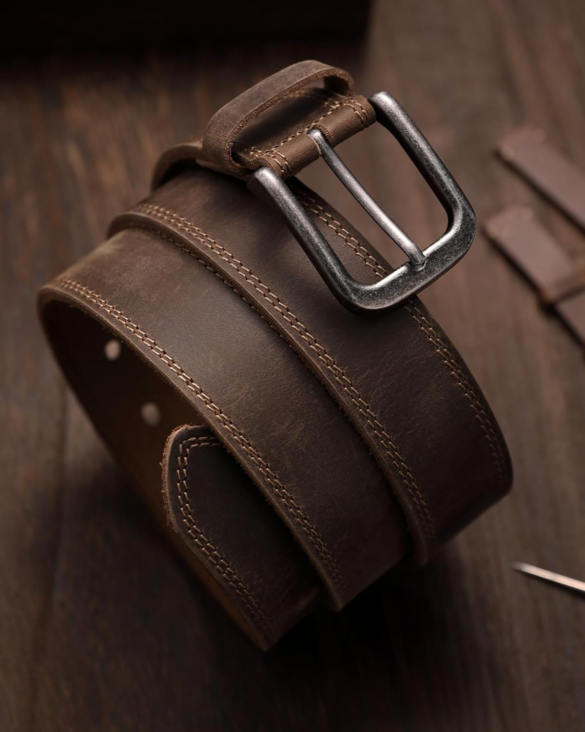 Mens Belts Leather - 35mm Genuine Leather Belts for Men - Ideal Match for Casual Jeans