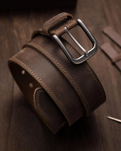 Mens Belts Leather - 35mm Genuine Leather Belts for Men - Ideal Match for Casual Jeans