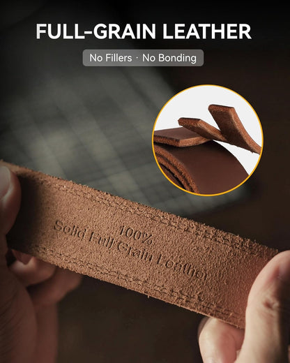 Mens Belts Leather - 35mm Genuine Leather Belts for Men - Ideal Match for Casual Jeans