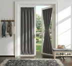 Blackout Door Window Curtains, Dual Rod Pocket Grey Drape for Front Glass French Door, Privacy Thermal Insulated Room Darkening Curtain for Sidelight Window, W 25 x L 72 inch, 1 Panel
