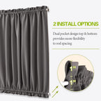 Blackout Door Window Curtains, Dual Rod Pocket Grey Drape for Front Glass French Door, Privacy Thermal Insulated Room Darkening Curtain for Sidelight Window, W 25 x L 72 inch, 1 Panel