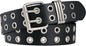 Grommet Leather Belt with Detachable Chain Women Men Punk Rock Waist Belts for Jeans Pants