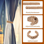 4 Pack Braided Curtain Tiebacks Boho Elegant Rustic Curtain Holdbacks Tie Backs Holders Set Simple Light Weight Drapes Decorative Accessories Handmade for Home Office Bedroom Window (4, Linen)