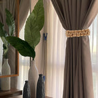 4 Pack Braided Curtain Tiebacks Boho Elegant Rustic Curtain Holdbacks Tie Backs Holders Set Simple Light Weight Drapes Decorative Accessories Handmade for Home Office Bedroom Window (4, Linen)