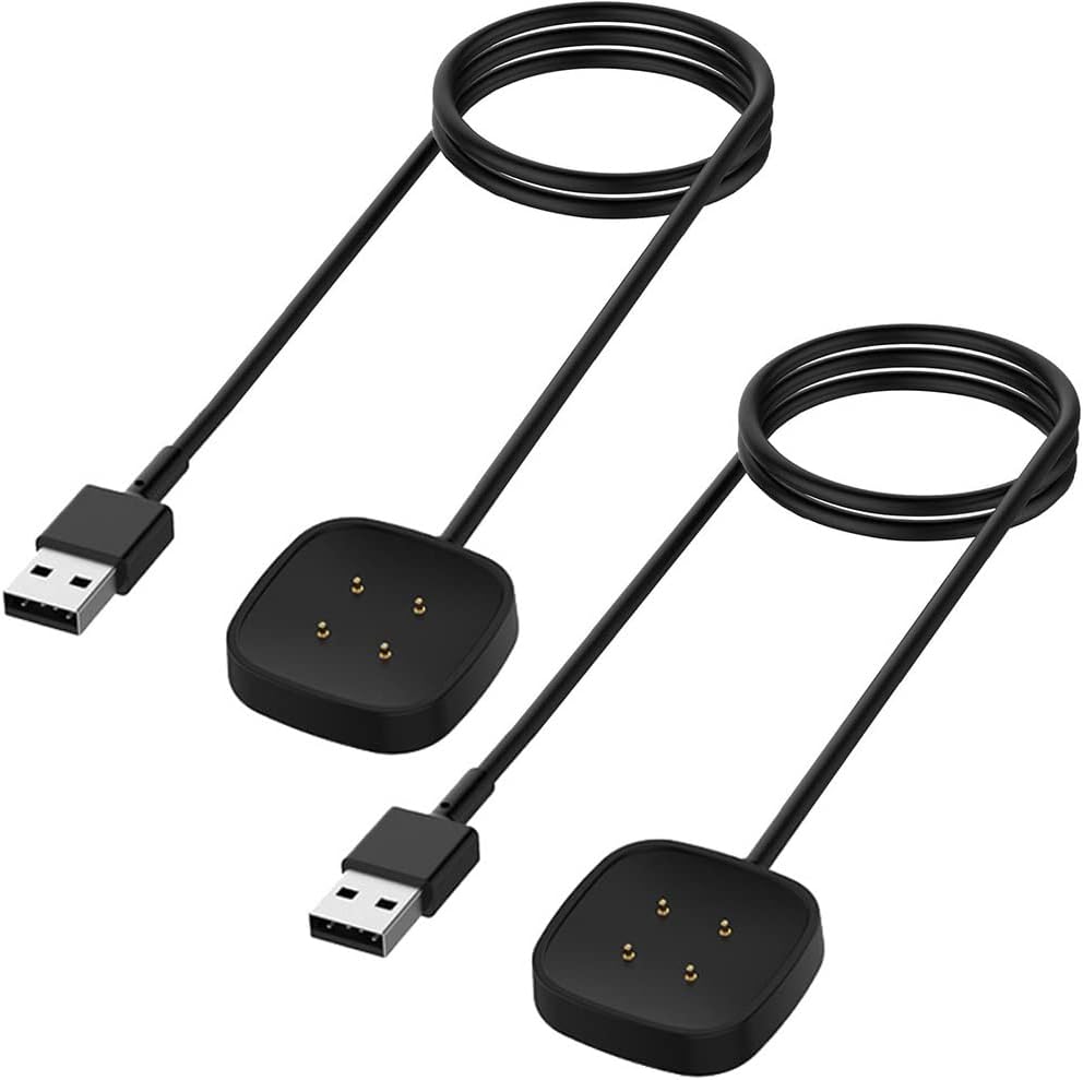 Charger for Fitbit Versa 4/Versa 3/Sense 2/Sense, Replacement Charging Cable Cord Magnetic Dock Stand for Fitbit Sense 1/2, Versa 3/4 Smartwatch [2Pack, 1m/3.3ft]