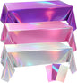 3 Pcs Kpop Theme Party Purple & Pink & Silver Iridescent Party Tablecloth 54 x 108 Inch Plastic Rectangle Tablecloth Waterproof Table Cover for Kpop Theme Birthday Decoration
