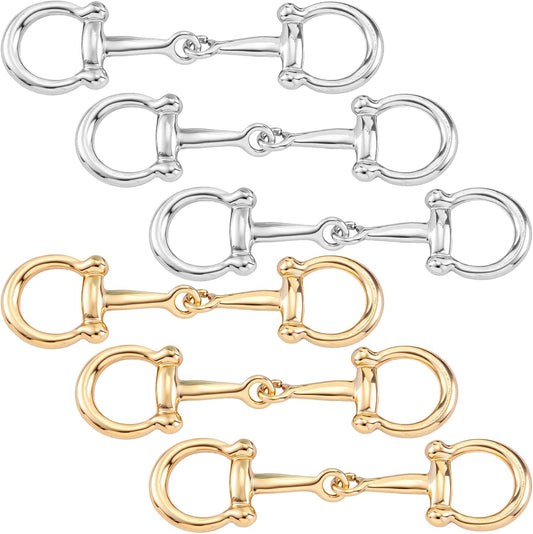 6pcs Horsebit Silk Scarf Ring, Metal Silk Scarves Buckles for Women, Simple Horsebit Shawl Clips Scarf Slide Clasp Ring for Cloth Wrap Dress- Gold & Silver