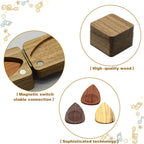 Wood Guitar Picks with Guitar Pick Box, Personalized Guitar Picks Holder, Guitar Pick Case Storage for Boyfriend Coworker Son Husband, Guitar and Bass Accessories(1Guitar Pick Holder & 3 Guitar Picks)