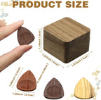 Wood Guitar Picks with Guitar Pick Box, Personalized Guitar Picks Holder, Guitar Pick Case Storage for Boyfriend Coworker Son Husband, Guitar and Bass Accessories(1Guitar Pick Holder & 3 Guitar Picks)