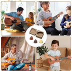 Wood Guitar Picks with Guitar Pick Box, Personalized Guitar Picks Holder, Guitar Pick Case Storage for Boyfriend Coworker Son Husband, Guitar and Bass Accessories(1Guitar Pick Holder & 3 Guitar Picks)
