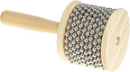 Wooden Cabasa Percussion Musical Instrument, 3.5 Inch Stainless Steel Beaded Shaker with Wooden Handle, Professional Rhythm Maker, 3.54" x 7.28"