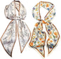 2 Pcs 59 Inch Silk Head Scarf Hair Neck Scarves Women's Fashion Square Neck Satin Scarfs for Women Purse Bag Scarfs for Handbags Silky Long Satin Headscarf