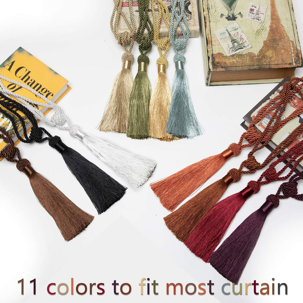 Curtain Tiebacks Hand-Woven Holdbacks Home Decorative Tassels Tiebacks (Gold, 2 Pack)