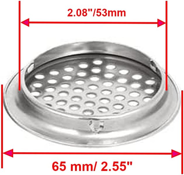 20pcs Soffit Vents 2.08" Mounting Dia Stainless Steel Round Air Vent Louver for Cabinet Bathroom Office Kitchen Ventilation
