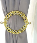 Efavormart 2 Pack | 7" Gold Barrette Style Acrylic Crystal Curtain Tie Backs, Round Backdrop Drapery Brooch Holdbacks