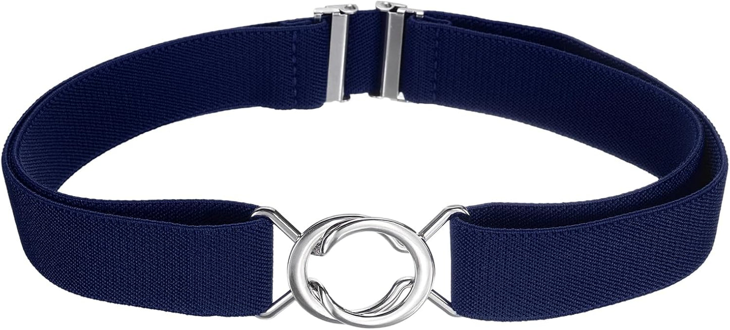 Women Stretchy Waist Belt, No Show Elastic Stretch Belts with Flat Buckle for Dresses Jeans Casual Pants