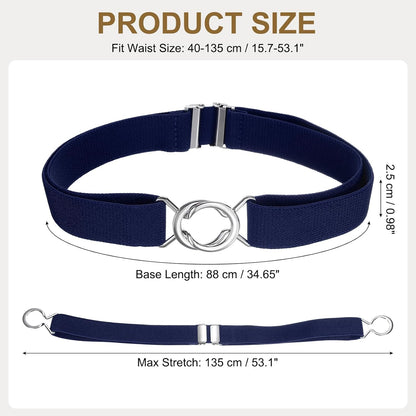 Women Stretchy Waist Belt, No Show Elastic Stretch Belts with Flat Buckle for Dresses Jeans Casual Pants