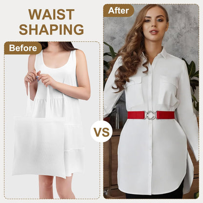 Women Stretchy Waist Belt, No Show Elastic Stretch Belts with Flat Buckle for Dresses Jeans Casual Pants