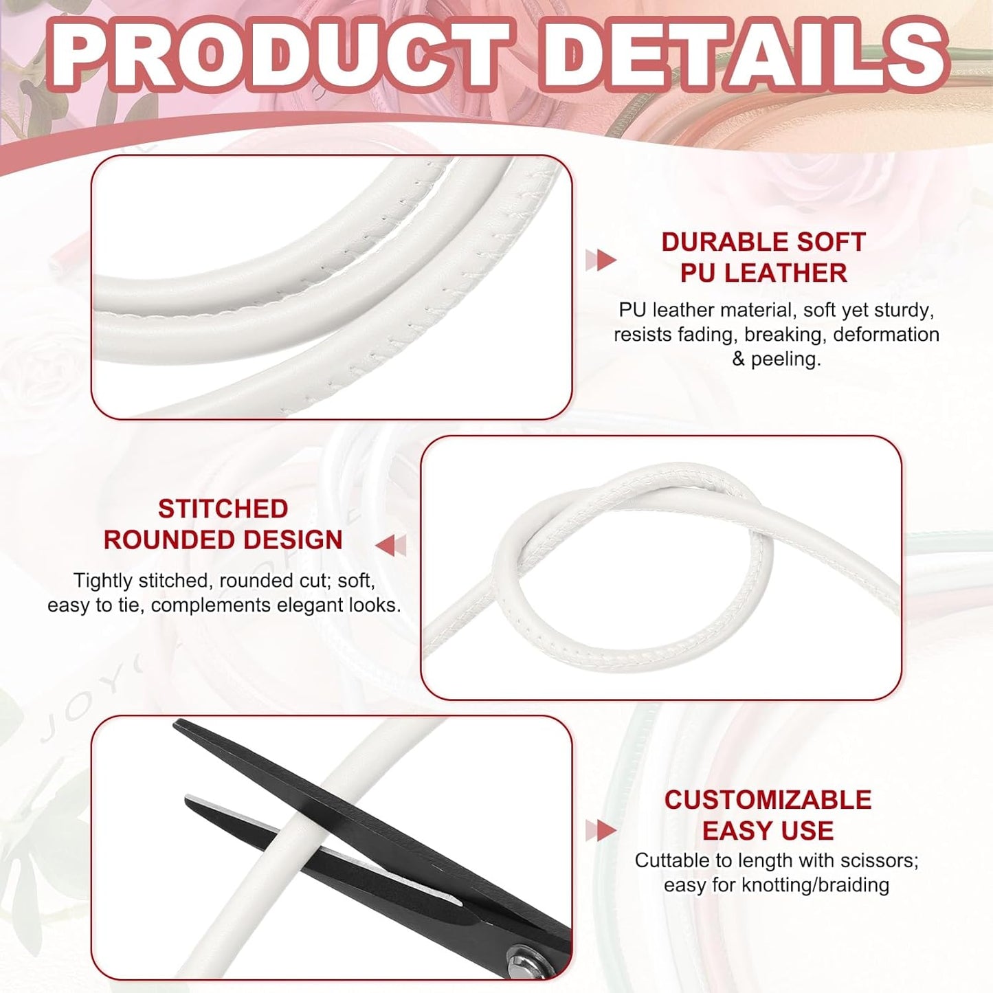 PU Leather Cord String Rope for DIY Women Tie Waist Strap Waist Belt Dress Bag Strap Replacement
