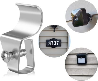Vinyl Siding Clips,20-Pack No-Hole Outdoor Camera Mount,Vinyl Siding Hanger for Blink, Arlo, Ring, No-Damage, No Drilling, Weatherproof-304 Stainless Steel Home Siding Hooks - New Upgrade