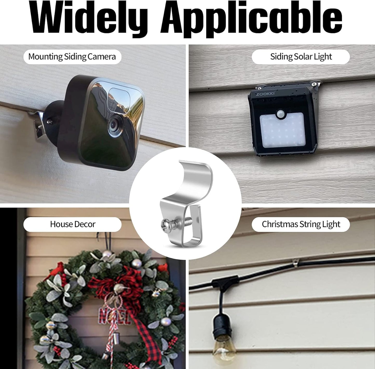 Vinyl Siding Clips,20-Pack No-Hole Outdoor Camera Mount,Vinyl Siding Hanger for Blink, Arlo, Ring, No-Damage, No Drilling, Weatherproof-304 Stainless Steel Home Siding Hooks - New Upgrade