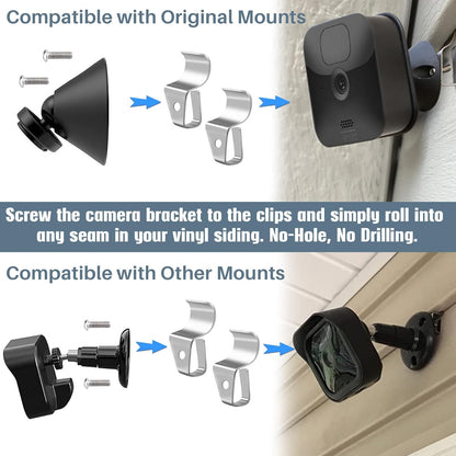 Vinyl Siding Clips,20-Pack No-Hole Outdoor Camera Mount,Vinyl Siding Hanger for Blink, Arlo, Ring, No-Damage, No Drilling, Weatherproof-304 Stainless Steel Home Siding Hooks - New Upgrade