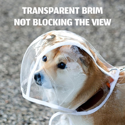 Transparent Dog Raincoat Medium Size - Portable Puppy Rain Jacket with Cape and Hood - Waterproof Outdoor Pet Apparel