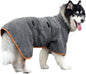 Dog Bathrobe - 1 Piece - Size M - Grey with Orange Piping - Absorbent Dog Towel - Adjustable Strap Dog Robe - Pet Drying Coat