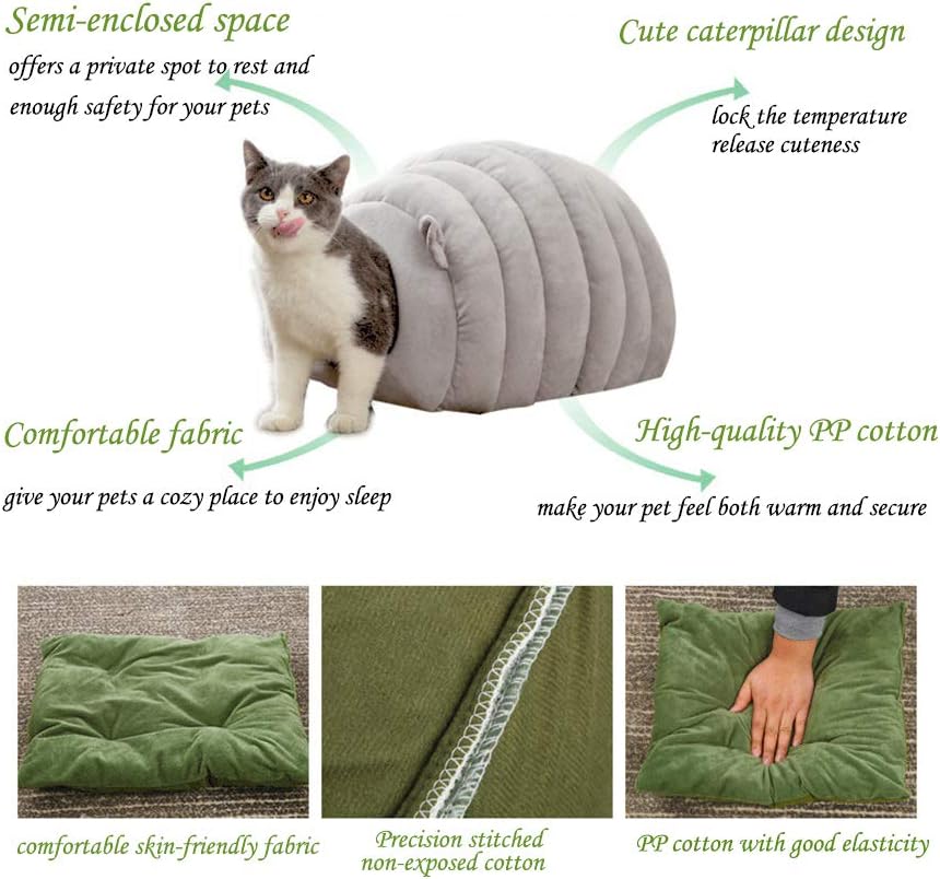 Grey Cat Bed Cave - Cozy Indoor Pet Bed for Cats and Kittens - Soft Comfortable Sleeping窝