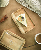 Mini Cake Stand with Glass Dome - Wooden Serving Board for Cupcakes Cheese - Butter Dome as Kitchen Decoration Gift