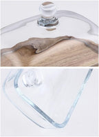 Mini Cake Stand with Glass Dome - Wooden Serving Board for Cupcakes Cheese - Butter Dome as Kitchen Decoration Gift