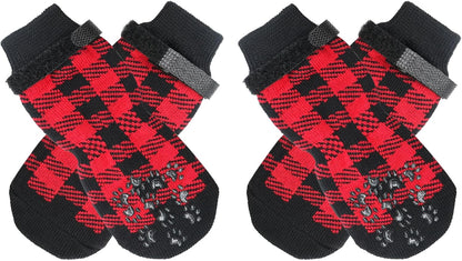 Dog Socks Size M Anti-Slip Pet Paw Protectors Red for Dogs