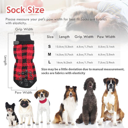 Dog Socks Size M Anti-Slip Pet Paw Protectors Red for Dogs