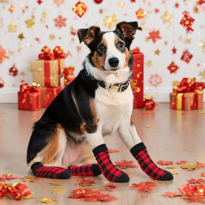 Dog Socks Size L Red Anti Slip Pet Paw Protectors for Dogs