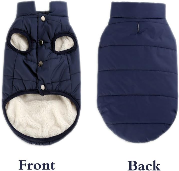 Winter Dog Coat Warm Pet Jacket for Cold Weather Marine Blue Size M