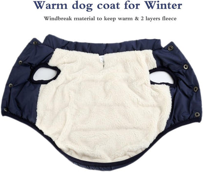 Winter Dog Coat Warm Pet Jacket for Cold Weather Marine Blue Size M