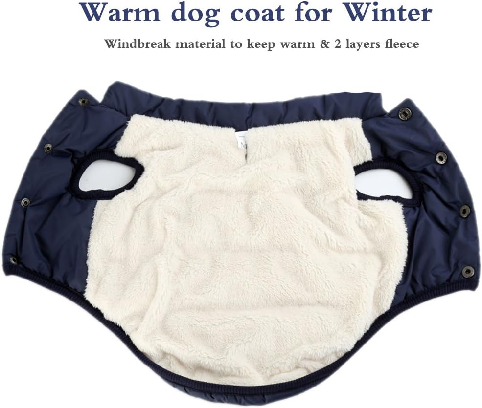 Winter Dog Jacket Marine Blue XL - Warm Pet Coat for Cold Weather - Dog Apparel
